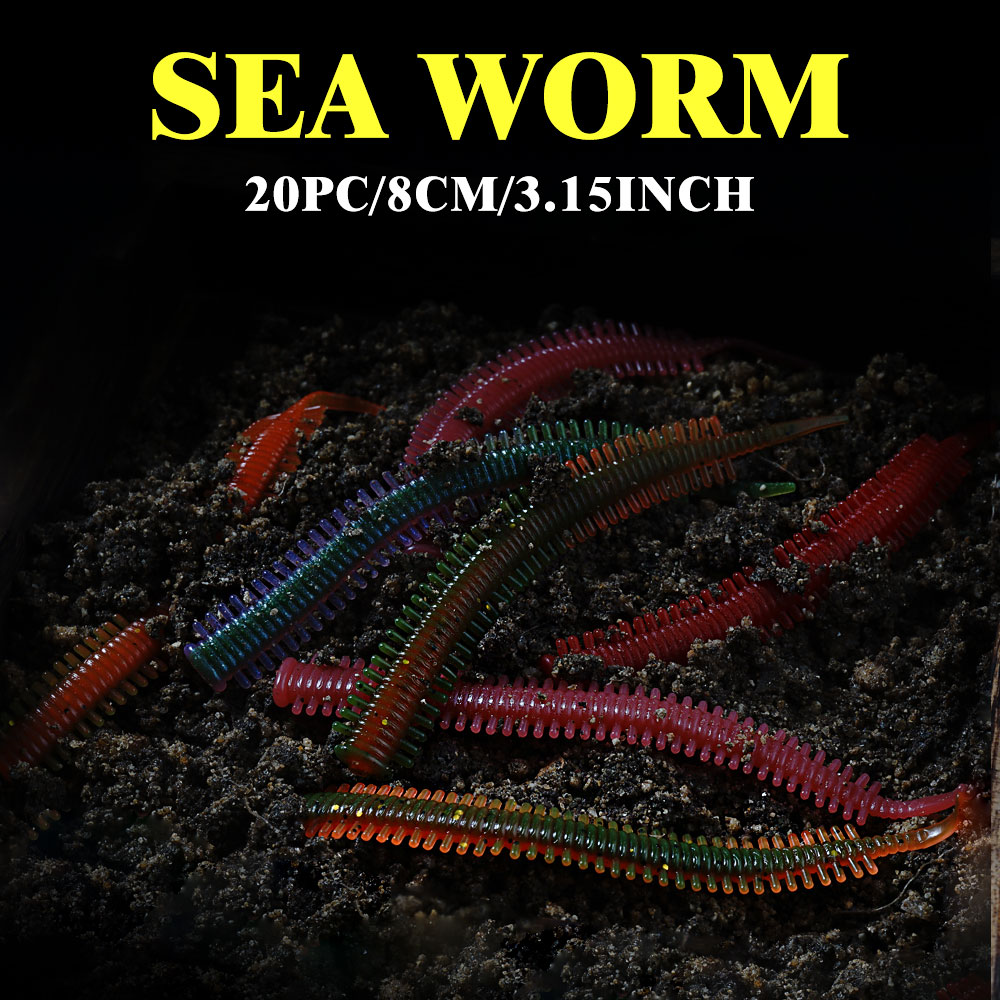 سنمايل 10 قطع طُعم دودة الرمل  - مراجعة Fishing Lure Soft Plastic وسعره