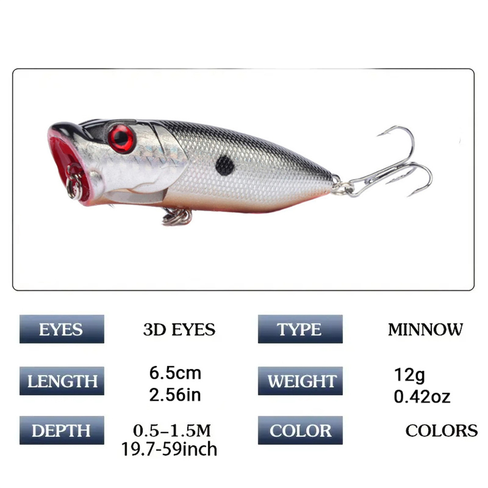 5 قطع بوبر الصيد السحر عيون ثل - مراجعة Fishing Lure Popper وسعره