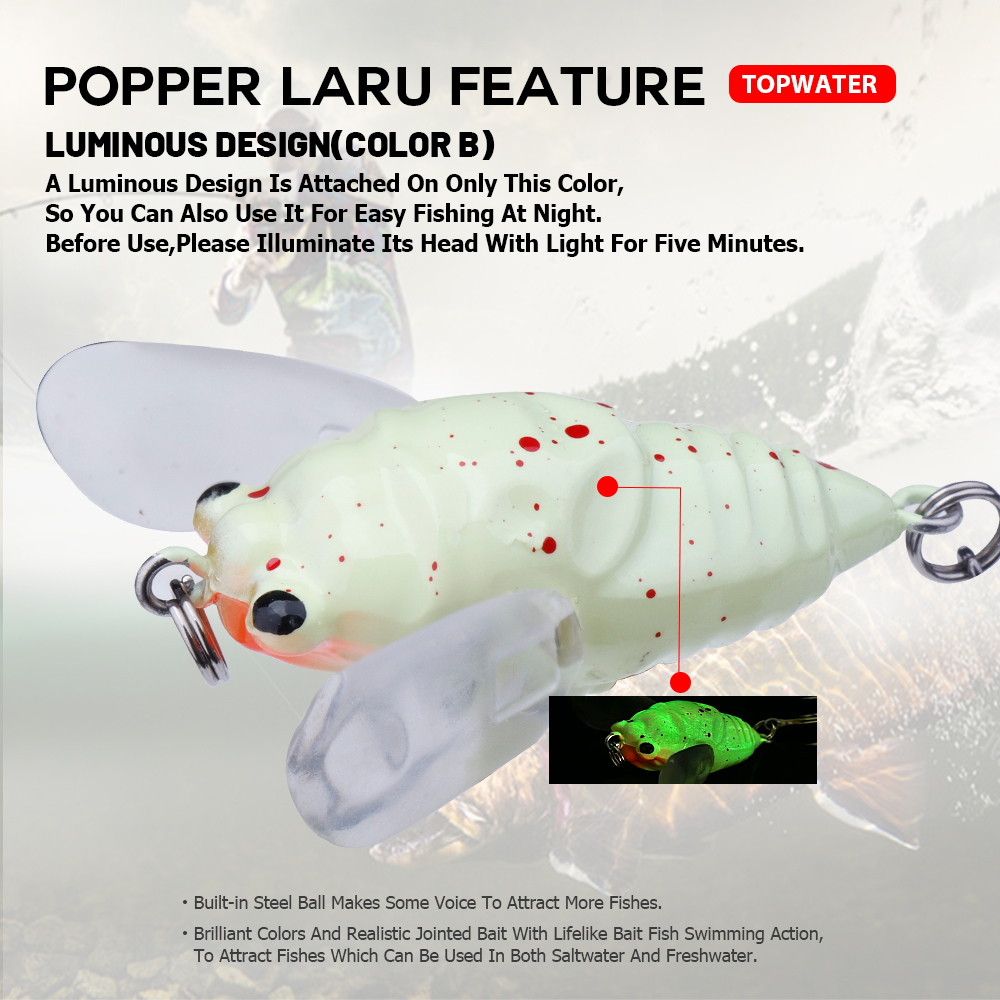 Agoie-إغراء بوبر بأجنحة ، طعم  - مراجعة Fishing Lure Popper وسعره