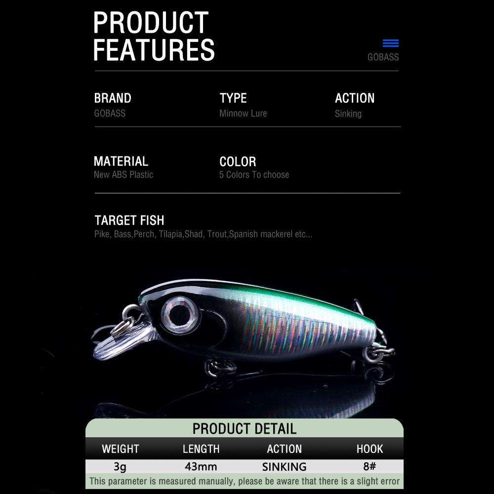 GOBASS أسماك صغيرة الصيد السحر - مراجعة Fishing Lure Jerkbait وسعره