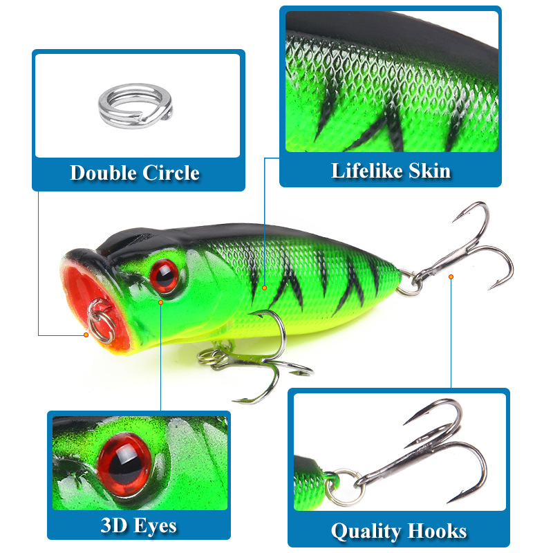 6 قطعة 6 ألوان (حقيبة opp)/5 ق - مراجعة Fishing Lure Popper وسعره